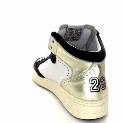 Teenager|Baskets<Semerdjian Baskets Montante SMR23 Braga A557 Cuir Noir Or Blanc