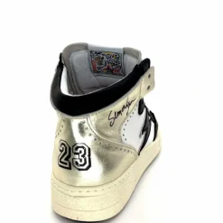 Teenager|Baskets<Semerdjian Baskets Montante SMR23 Braga A557 Cuir Noir Or Blanc