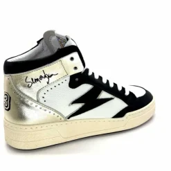 Teenager|Baskets<Semerdjian Baskets Montante SMR23 Braga A557 Cuir Noir Or Blanc