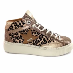 Teenager|Animalier<cetti Baskets Montantes C1352 Sra Cuir Léo &amp; Métal Léopard