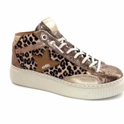 Teenager|Animalier<cetti Baskets Montantes C1352 Sra Cuir Léo &amp; Métal Léopard