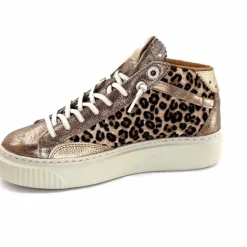 Teenager|Animalier<cetti Baskets Montantes C1352 Sra Cuir Léo &amp; Métal Léopard