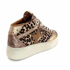 Teenager|Animalier<cetti Baskets Montantes C1352 Sra Cuir Léo &amp; Métal Léopard