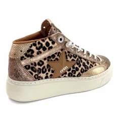 Teenager|Animalier<cetti Baskets Montantes C1352 Sra Cuir Léo &amp; Métal Léopard