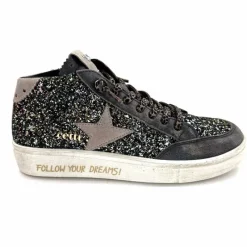 Fantaisie|Baskets<cetti Baskets Montantes C1333 Sra Cuir Gris Paillette GrisFoncé