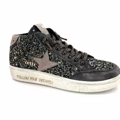 Fantaisie|Baskets<cetti Baskets Montantes C1333 Sra Cuir Gris Paillette GrisFoncé