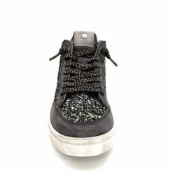 Fantaisie|Baskets<cetti Baskets Montantes C1333 Sra Cuir Gris Paillette GrisFoncé