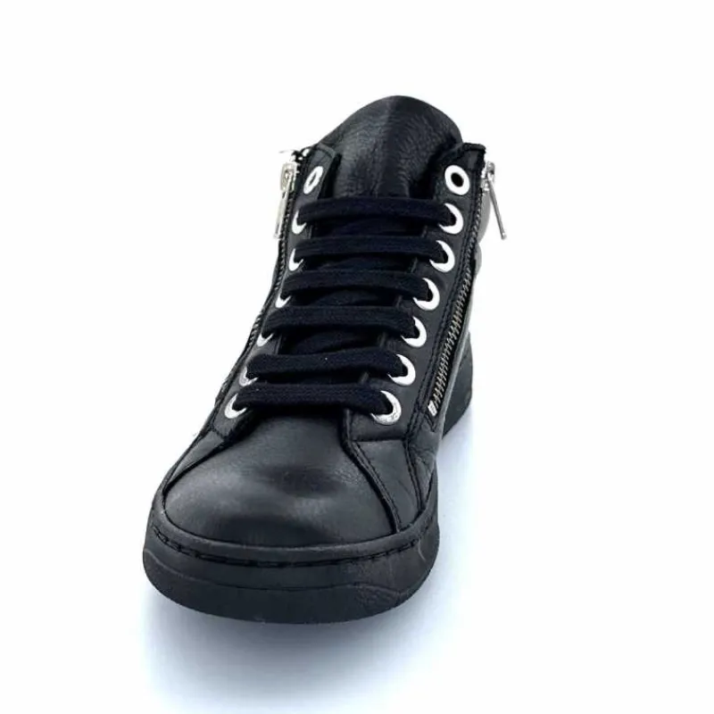 Basic|Baskets<Chacal Baskets Montantes Fermeture Éclair 6944 Cuir Noir