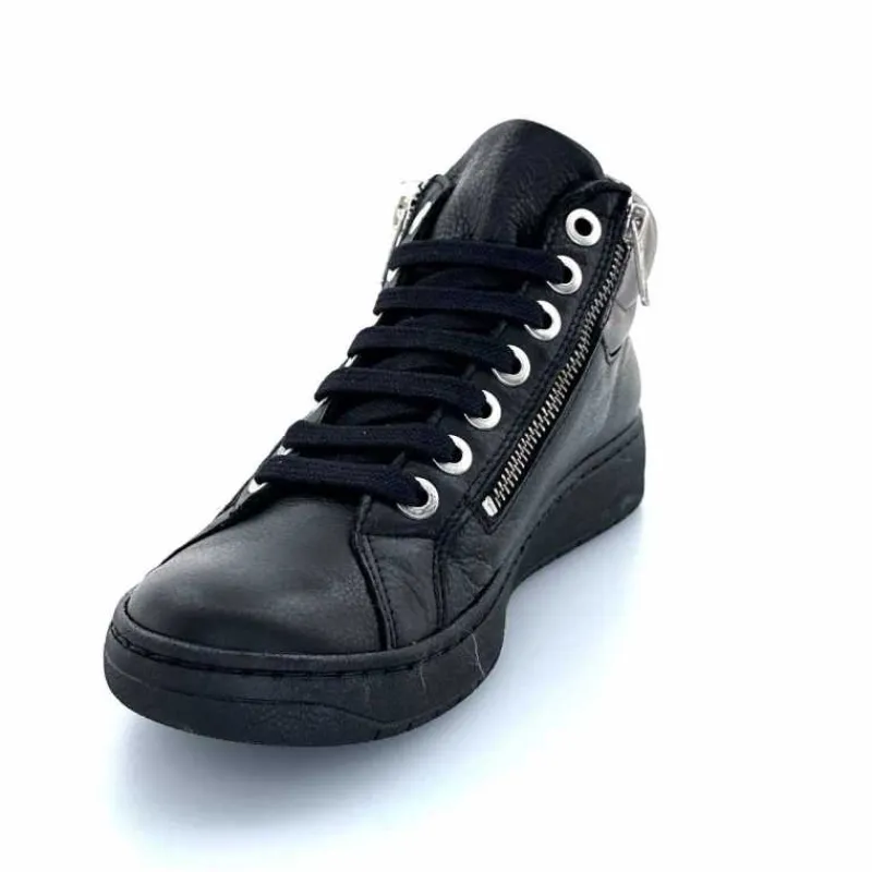 Basic|Baskets<Chacal Baskets Montantes Fermeture Éclair 6944 Cuir Noir