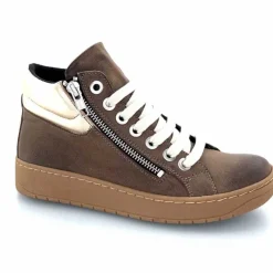 Basic|Baskets<Chacal Baskets Montantes Fermeture Éclair 6954 Cuir Taupe Doré Marron