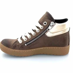 Basic|Baskets<Chacal Baskets Montantes Fermeture Éclair 6954 Cuir Taupe Doré Marron