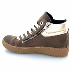 Basic|Baskets<Chacal Baskets Montantes Fermeture Éclair 6954 Cuir Taupe Doré Marron