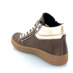 Basic|Baskets<Chacal Baskets Montantes Fermeture Éclair 6954 Cuir Taupe Doré Marron