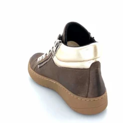 Basic|Baskets<Chacal Baskets Montantes Fermeture Éclair 6954 Cuir Taupe Doré Marron