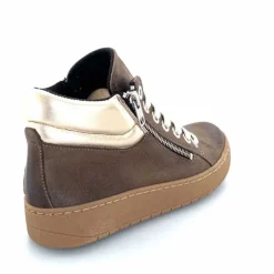 Basic|Baskets<Chacal Baskets Montantes Fermeture Éclair 6954 Cuir Taupe Doré Marron