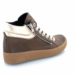 Basic|Baskets<Chacal Baskets Montantes Fermeture Éclair 6954 Cuir Taupe Doré Marron