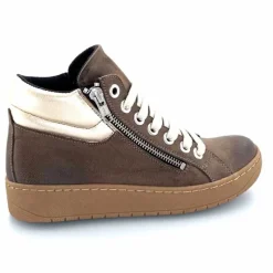 Basic|Baskets<Chacal Baskets Montantes Fermeture Éclair 6954 Cuir Taupe Doré Marron