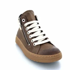 Basic|Baskets<Chacal Baskets Montantes Fermeture Éclair 6954 Cuir Taupe Doré Marron