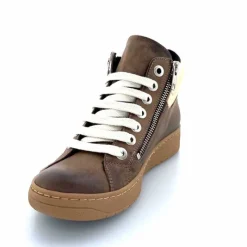 Basic|Baskets<Chacal Baskets Montantes Fermeture Éclair 6954 Cuir Taupe Doré Marron