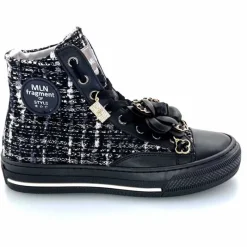 Teenager|Bijoux<Méliné Baskets Montantes He 202 Textile Blanc Bijoux Noir