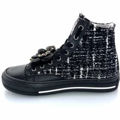 Teenager|Bijoux<Méliné Baskets Montantes He 202 Textile Blanc Bijoux Noir