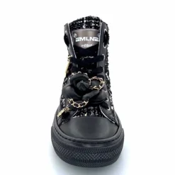 Teenager|Bijoux<Méliné Baskets Montantes He 202 Textile Blanc Bijoux Noir