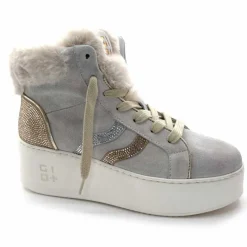 Teenager|Bijoux<GioPiu Baskets Montantes Plateformes Gio+ Rosa P02 Daim Gris Clair GrisClair