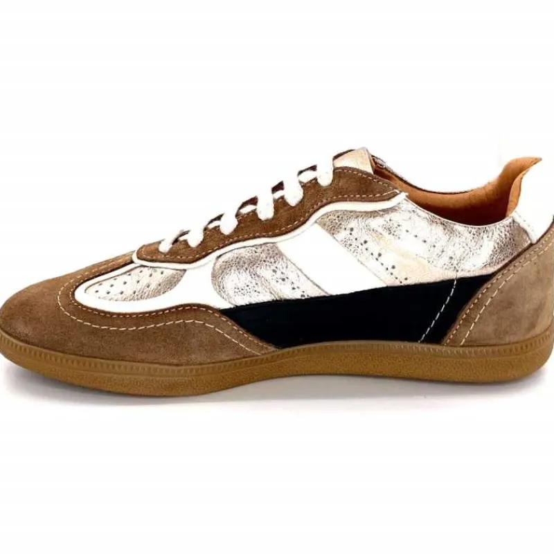 Teenager|Baskets<355-ivoire Baskets Plate Ivoire Samba 2 Cuir Noir Or Marron