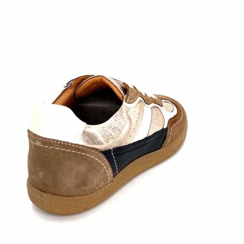 Teenager|Baskets<355-ivoire Baskets Plate Ivoire Samba 2 Cuir Noir Or Marron