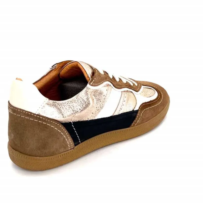 Teenager|Baskets<355-ivoire Baskets Plate Ivoire Samba 2 Cuir Noir Or Marron