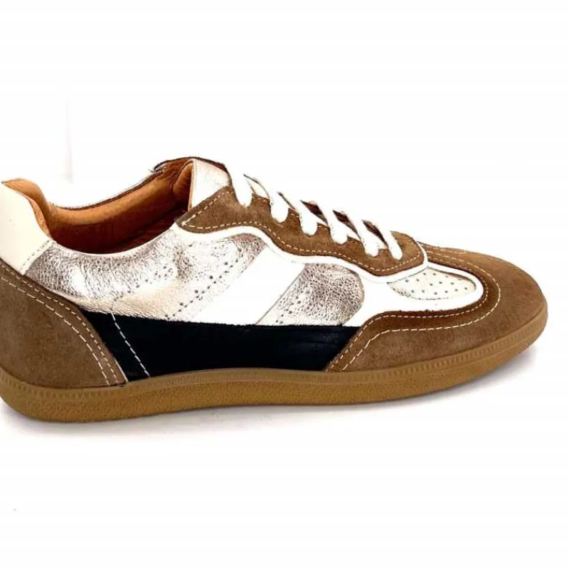 Teenager|Baskets<355-ivoire Baskets Plate Ivoire Samba 2 Cuir Noir Or Marron