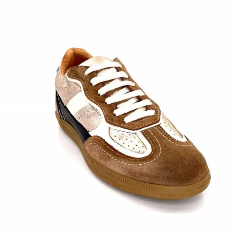 Teenager|Baskets<355-ivoire Baskets Plate Ivoire Samba 2 Cuir Noir Or Marron