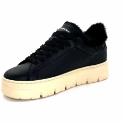 Fourrure<Crime London Baskets Plateforme 21952 Cuir Fourrure Noir