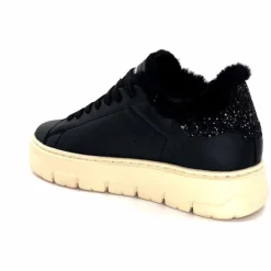 Fourrure<Crime London Baskets Plateforme 21952 Cuir Fourrure Noir