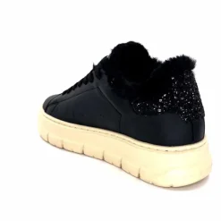 Fourrure<Crime London Baskets Plateforme 21952 Cuir Fourrure Noir