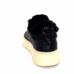 Fourrure<Crime London Baskets Plateforme 21952 Cuir Fourrure Noir