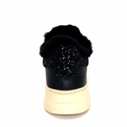 Fourrure<Crime London Baskets Plateforme 21952 Cuir Fourrure Noir