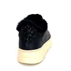 Fourrure<Crime London Baskets Plateforme 21952 Cuir Fourrure Noir