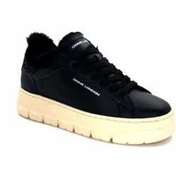 Fourrure<Crime London Baskets Plateforme 21952 Cuir Fourrure Noir