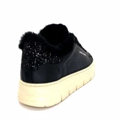 Fourrure<Crime London Baskets Plateforme 21952 Cuir Fourrure Noir