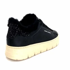 Fourrure<Crime London Baskets Plateforme 21952 Cuir Fourrure Noir