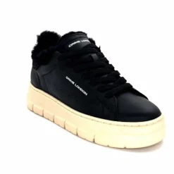 Fourrure<Crime London Baskets Plateforme 21952 Cuir Fourrure Noir