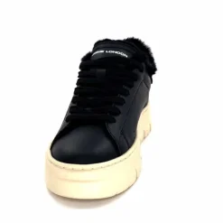 Fourrure<Crime London Baskets Plateforme 21952 Cuir Fourrure Noir