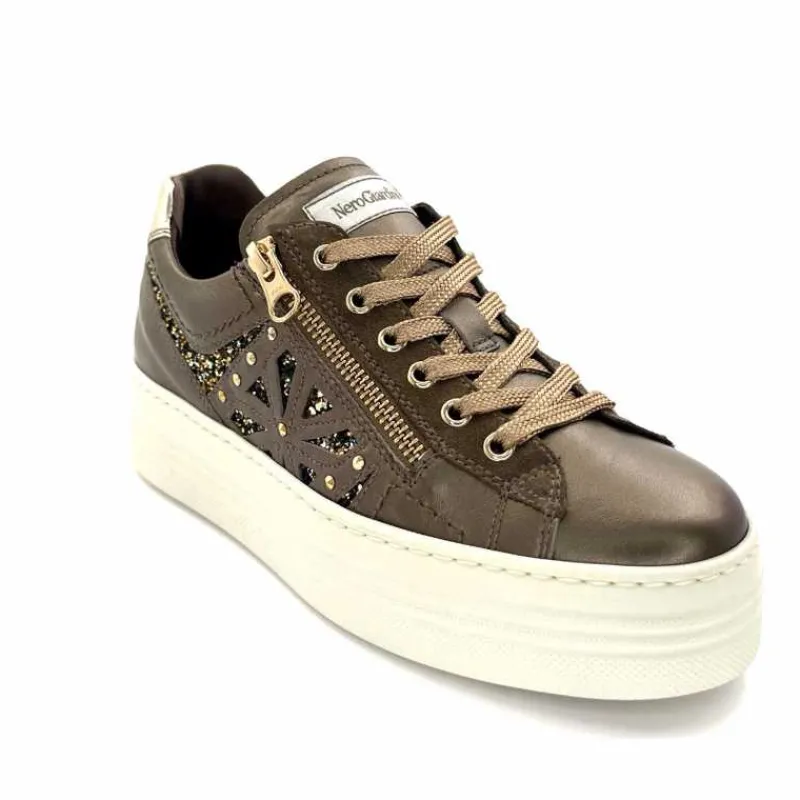 Sport Chic|Baskets<Nero Giardini Baskets Plateforme Fermeture Éclaire Nero Giardin 1411611 D322 Cuir Bronze