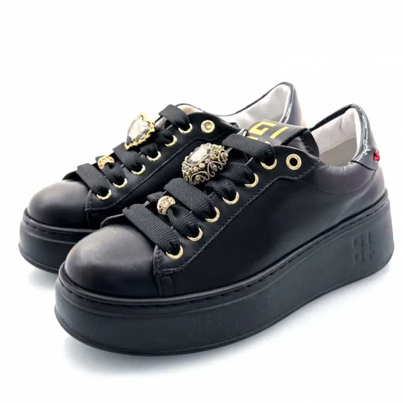 Teenager|Bijoux<GioPiu Baskets Plateforme Gio+ Pia 258a Cuir Bijoux Noir