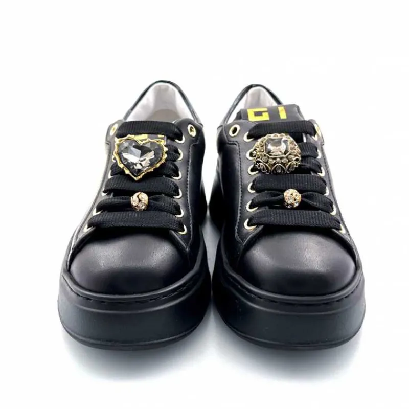 Teenager|Bijoux<GioPiu Baskets Plateforme Gio+ Pia 258a Cuir Bijoux Noir