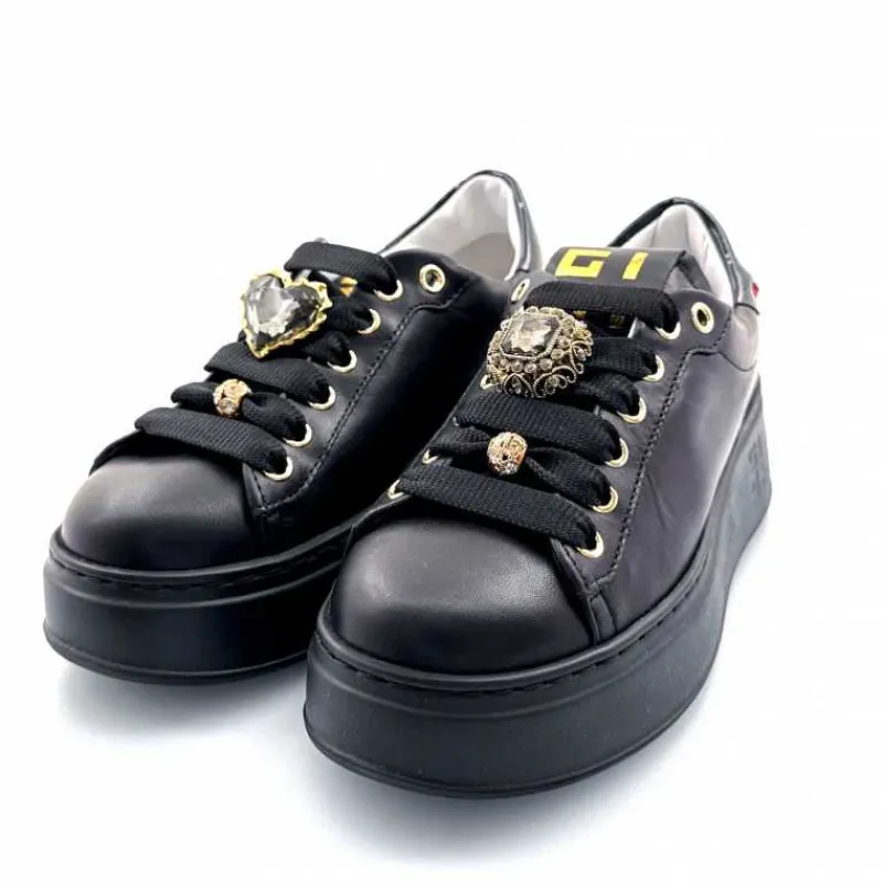 Teenager|Bijoux<GioPiu Baskets Plateforme Gio+ Pia 258a Cuir Bijoux Noir