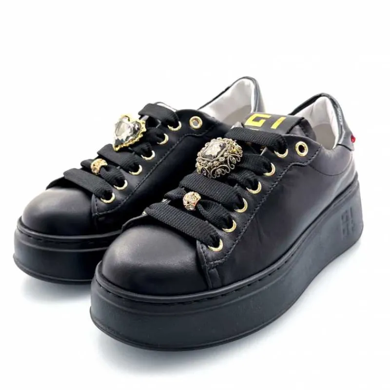 Teenager|Bijoux<GioPiu Baskets Plateforme Gio+ Pia 258a Cuir Bijoux Noir