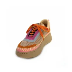 Vacances|Teenager<Steve Madden Baskets Plateforme Double Take Textile Orange Beige Rose