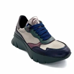 Sport|Décontracté<Hispanitas Baskets Running Chi 243617 Helsink Cuir Métal Bleu Bronze Vert